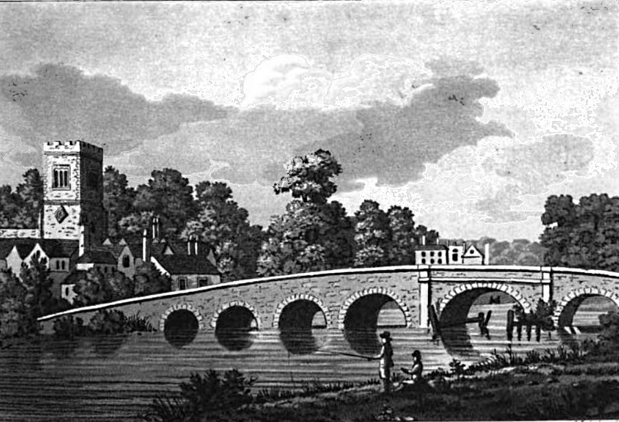 Sonning Bridge,  Picturesque Views on the River Thames, Samuel Ireland 1799